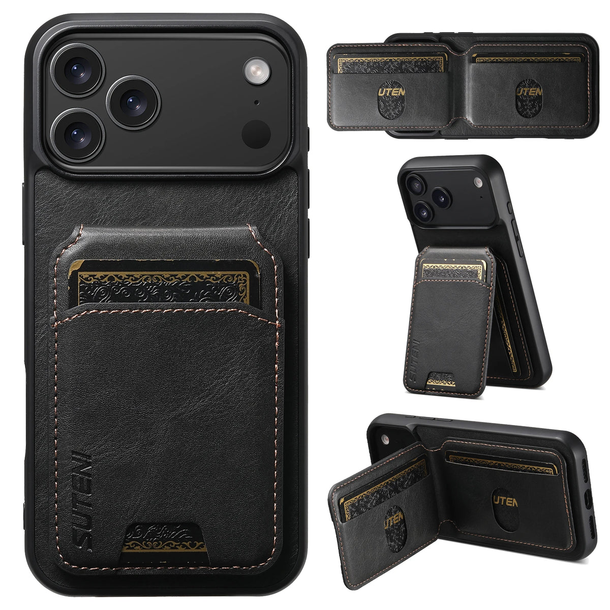 SUTENI Wallet Kickstand iPhone Case