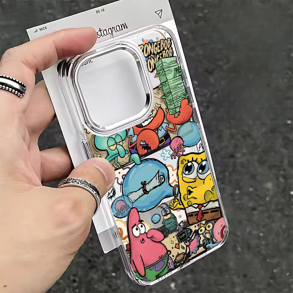 SpongeBob & Patrick Clear iPhone Case — Character Collage