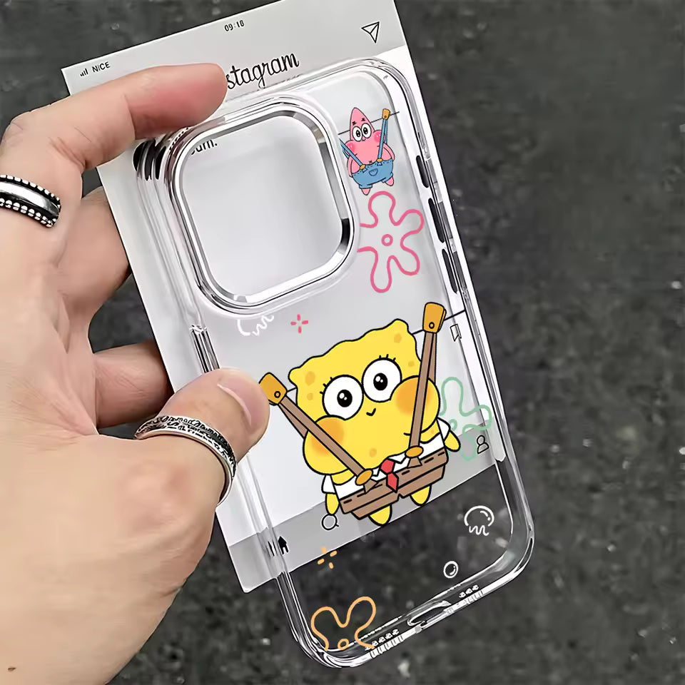 SpongeBob & Patrick Clear iPhone Case — SpongeBob on a Swing